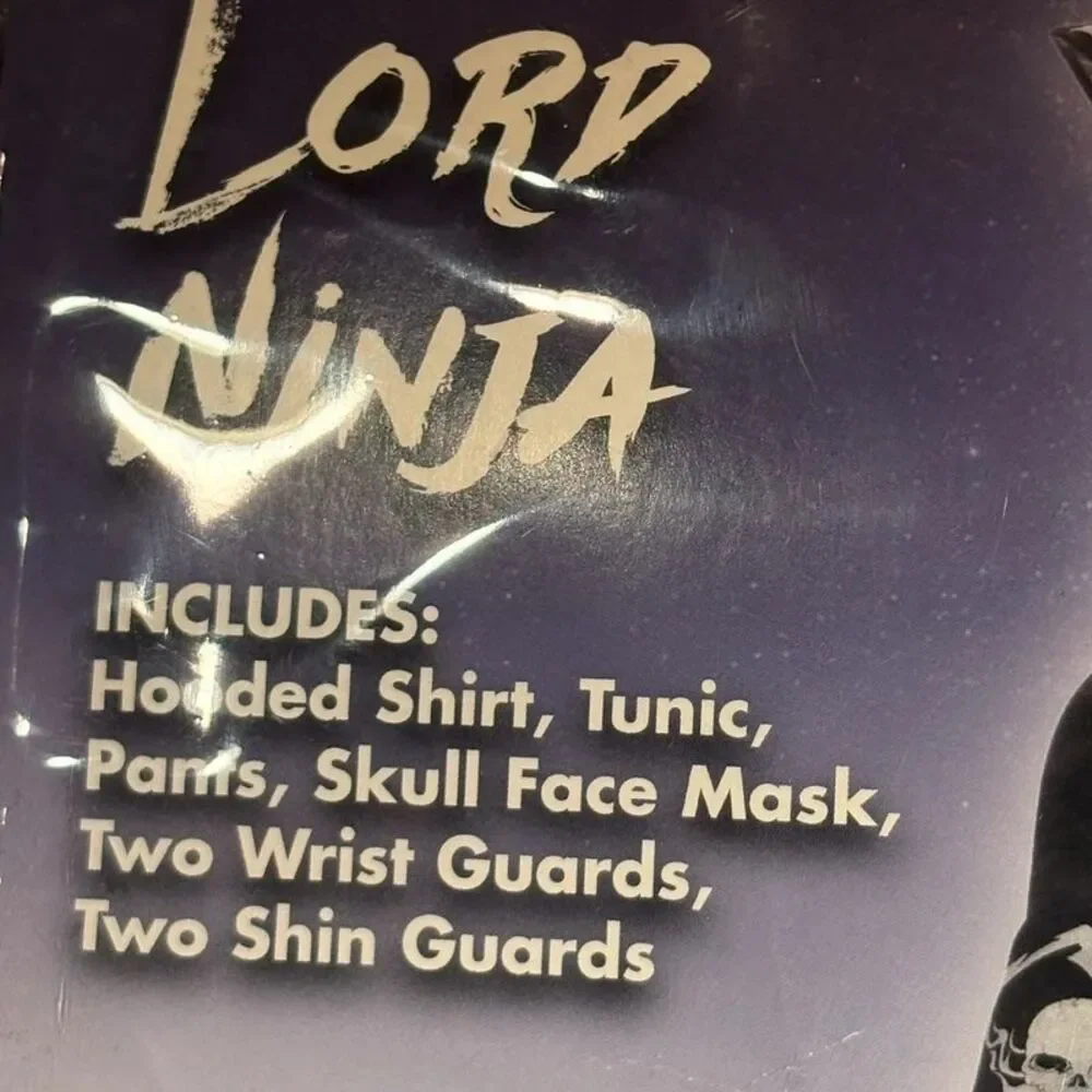 Spirit Halloween Skull Lord Ninja Costume Child Size Medium 8-10 Black Silver